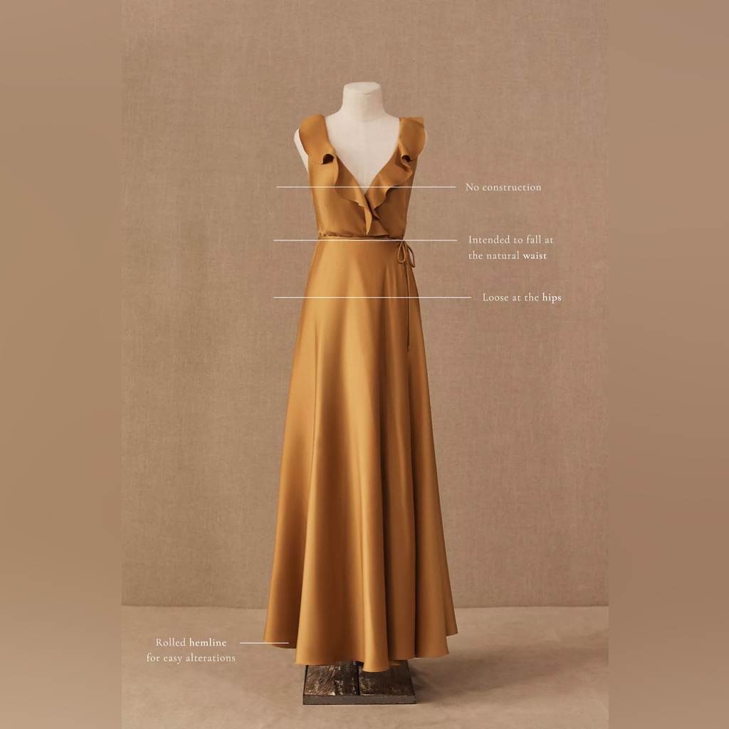 Bhldn Mustard Gold Ruffled Wrap Maxi Dress